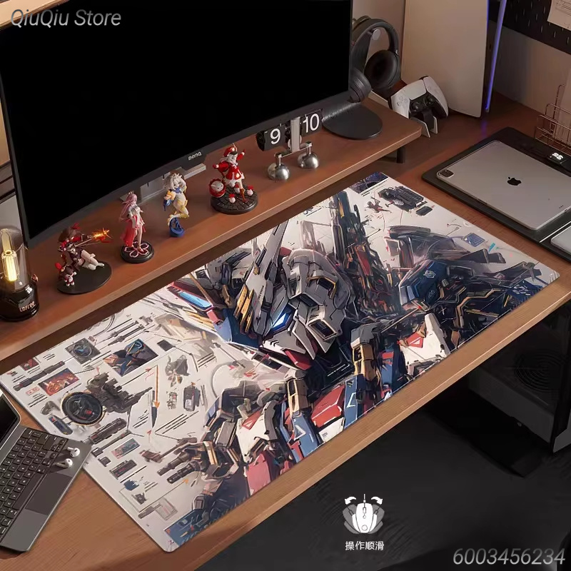 Gaming Keyboard Typewriter - Cartoon HD Print Gundam Leather Mouse