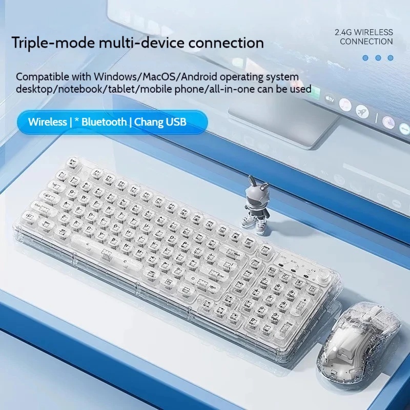 Transparent Ice Crystal Wirele - Gaming Keyboard Thocky review and price