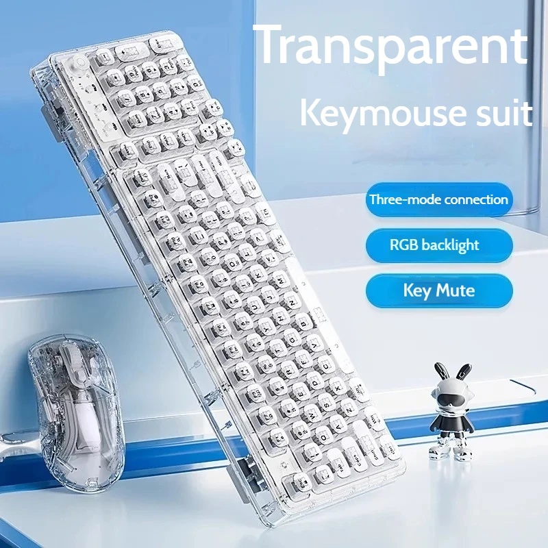 Transparent Ice Crystal Wirele - Gaming Keyboard Thocky review and price