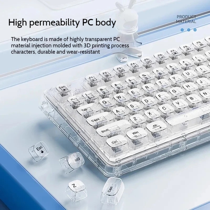 Transparent Ice Crystal Wirele - Gaming Keyboard Thocky review and price