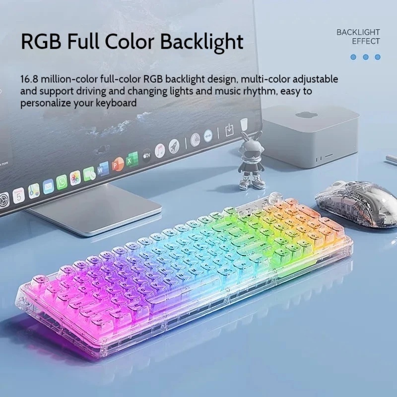Transparent Ice Crystal Wirele - Gaming Keyboard Thocky review and price
