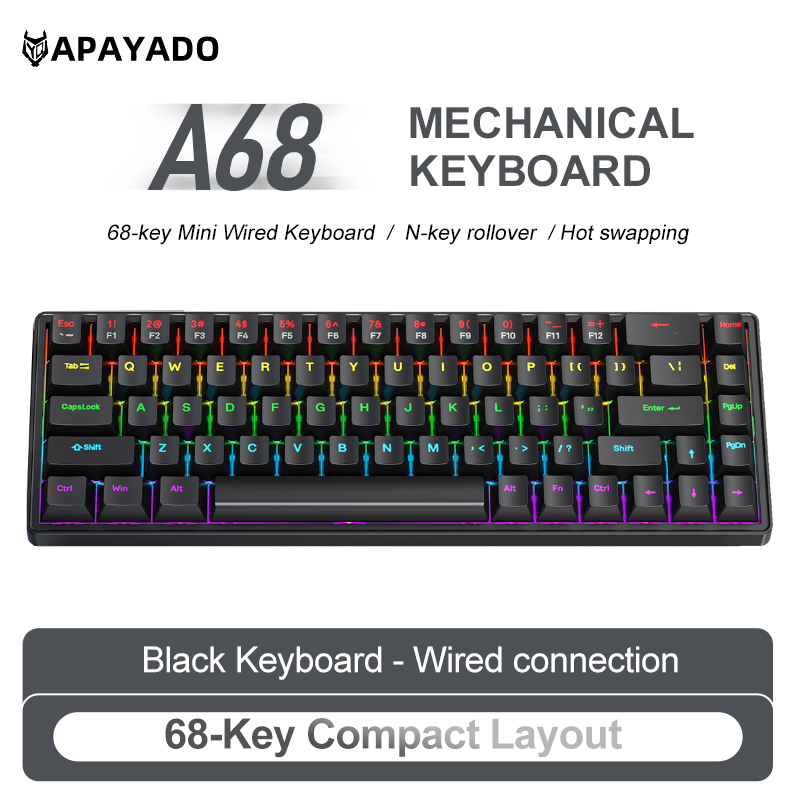 APAYADO A68 Wired Mechanical K - Gaming Keyboard Budget review and price